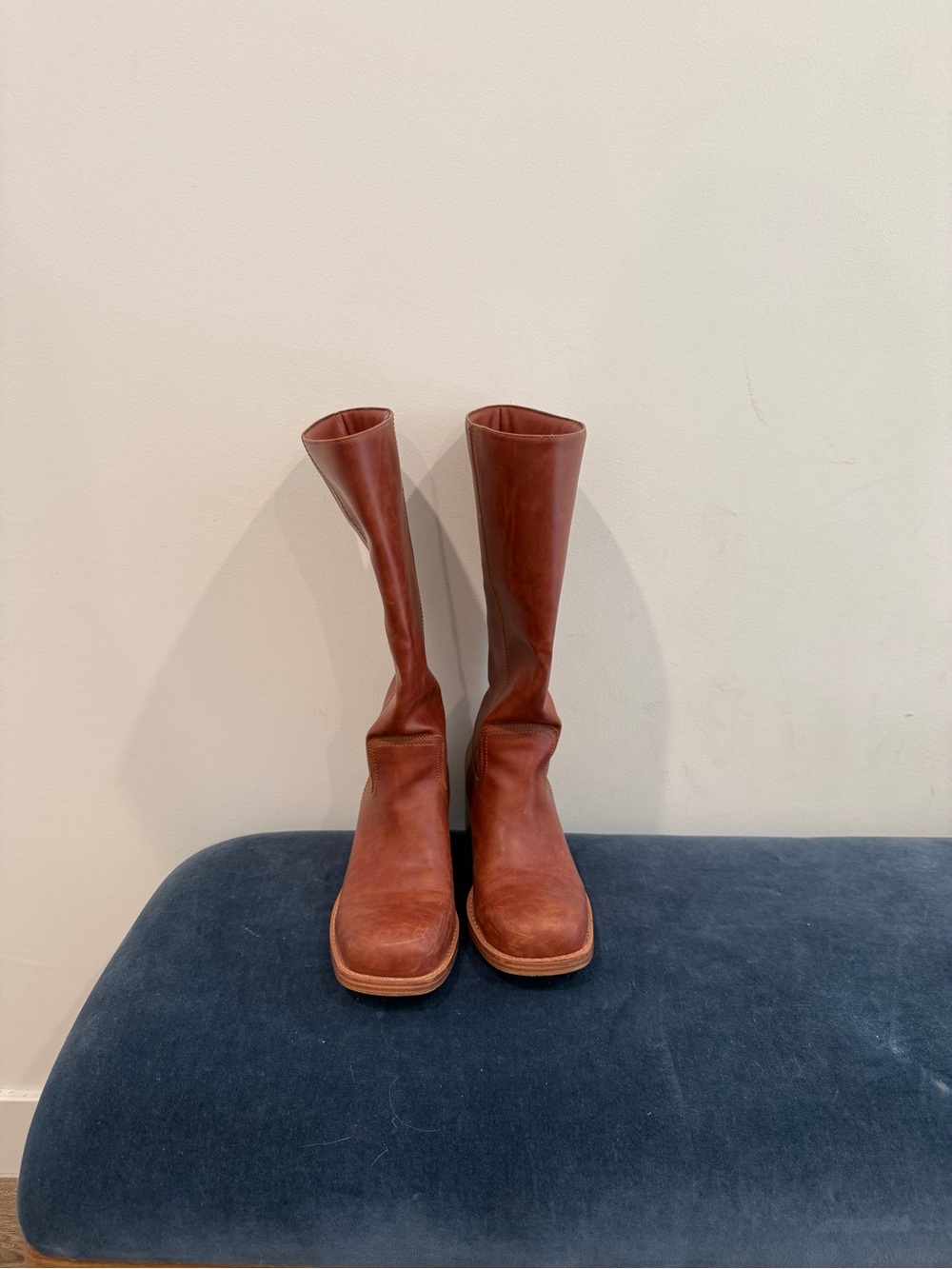 Women's Tall Auburn Brown Leather Boots (Frye Style)